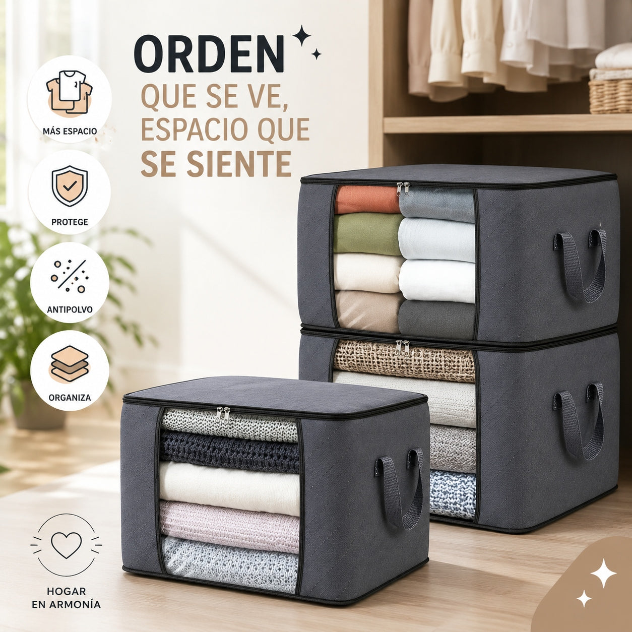 Q Organizador De Ropa X3 Unidades